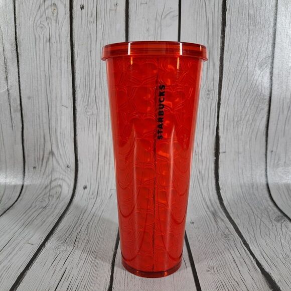 Starbucks Heart Embossed Venti Valentine’s Day Tumbler Cup w/ Lid No Straw Rare - Picture 12 of 14
